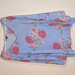 Zac and Rachel Woman Plus Size 3X Bohemian Boho Vacation Blue Strip Floral